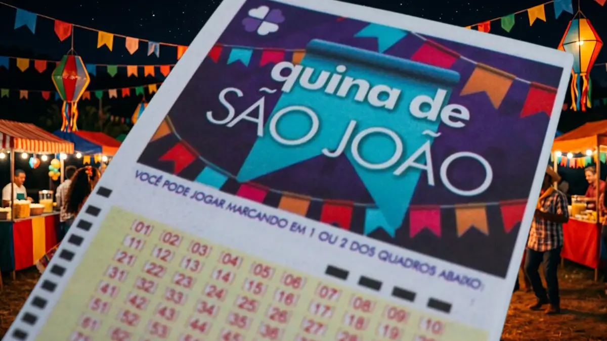 Banner da  Quina de São João 7051 prêmio estimado de 260 milhões